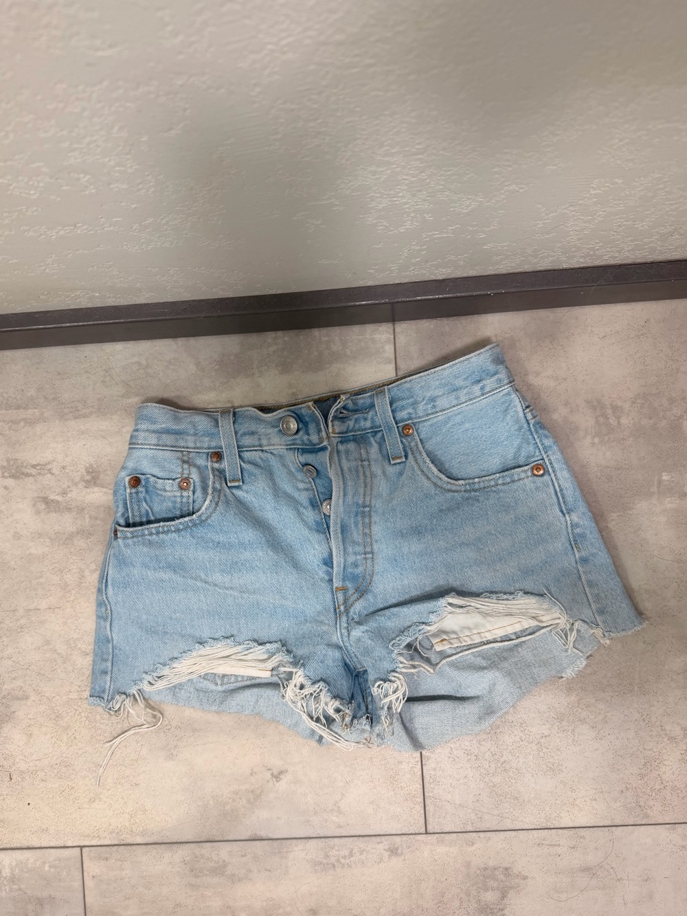 Levi’s Premium 501 Original Distressed Denim Shorts